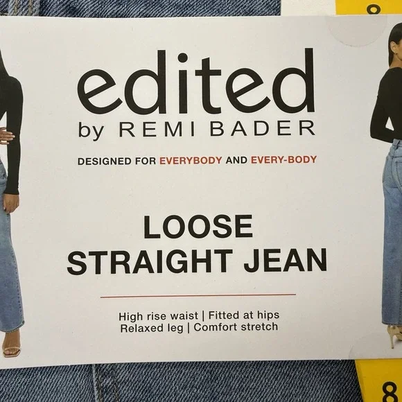 Edited Remi Bader Jeans Womens 8 Loose Straight Leg High Rise Stretch Comfort - Picture 2 of 16